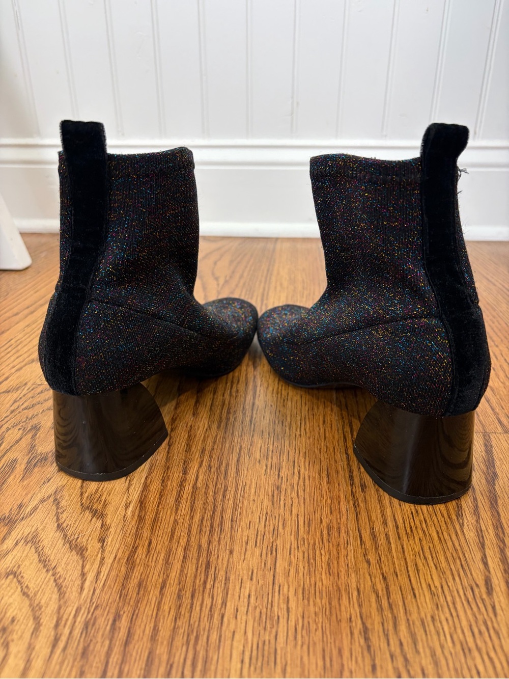 Zara Black Glitter Knit Ankle Boots - Picture 3 of 7